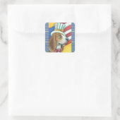 BASSET HOUND UNCLE SAM, DOG STICKERS Squ. * Blad (Tas)