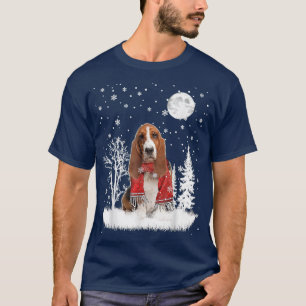 Basset Hound under Moonlight Snow Kerstmis Pajama T-shirt