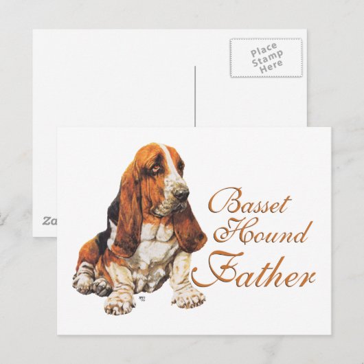 Basset Hound Vaderdag Briefkaart (Voorkant / Achterkant)