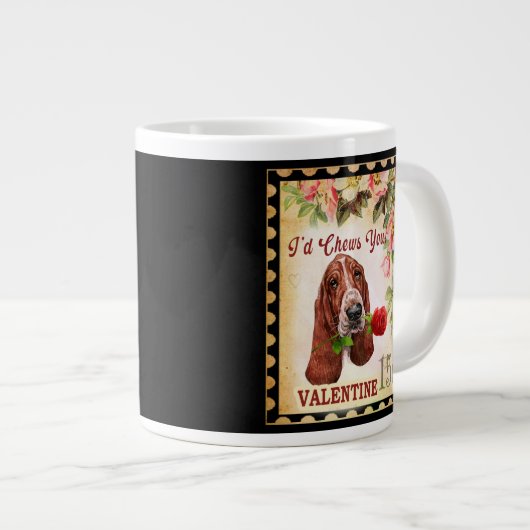 Basset hound  Valentijn Funny Dog met Roos Grote Koffiekop (Voorkant rechts)