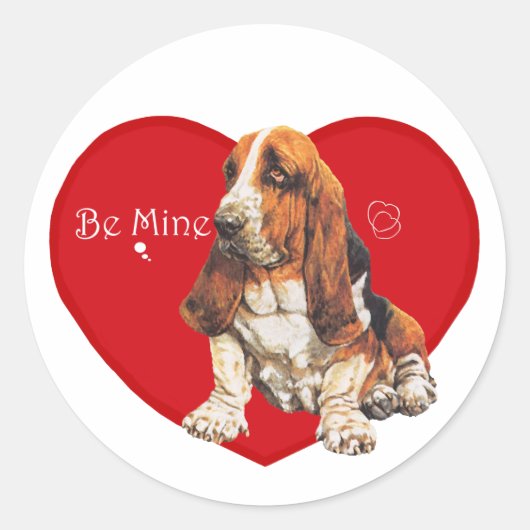 Basset Hound Valentijn Ronde Sticker (Voorkant)