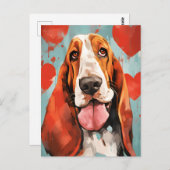Basset Hound Valentijnsdag Briefkaart (Voorkant / Achterkant)