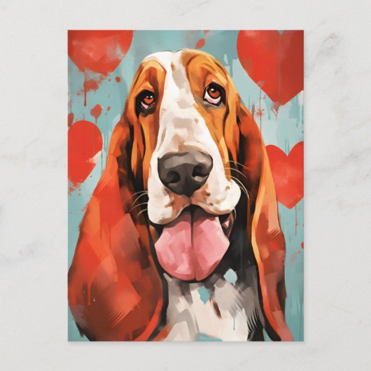 Basset Hound Valentijnsdag Briefkaart (Voorkant)