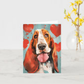 Basset Hound Valentijnsdag Kaart (Gele Bloem)