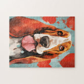 Basset Hound Valentijnsdag Legpuzzel (Horizontaal)