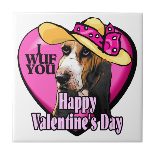 Basset Hound Valentijnsdag Tegeltje (Voorkant)