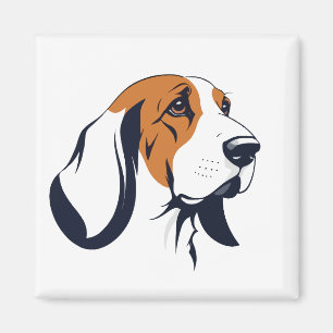 Basset Hound Vector Art Animal Modern Urban City Magneet