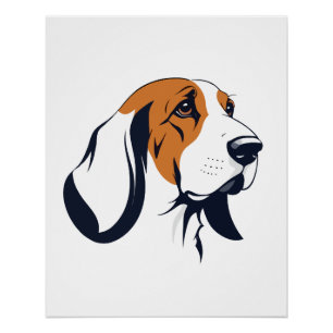 Basset Hound Vector Art Animal Modern Urban City Perfect Poster