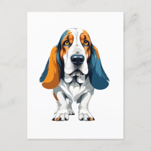 Basset Hound Vector Art met levendige kleuren Briefkaart