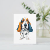 Basset Hound Vector Art met levendige kleuren Briefkaart (Staand voorkant)