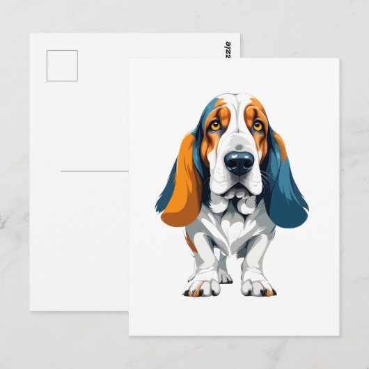 Basset Hound Vector Art met levendige kleuren Briefkaart (Voorkant / Achterkant)