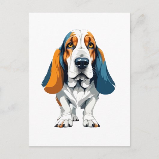 Basset Hound Vector Art met levendige kleuren Briefkaart (Voorkant)