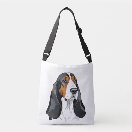 Basset Hound Vector Grafische Kunst Portret Dier Crossbody Tas (Voorkant)