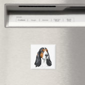 Basset Hound Vector Grafische Kunst Portret Dier Magneet (Insitu (Vaatwasser))