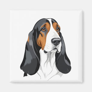 Basset Hound Vector Grafische Kunst Portret Dier Magneet
