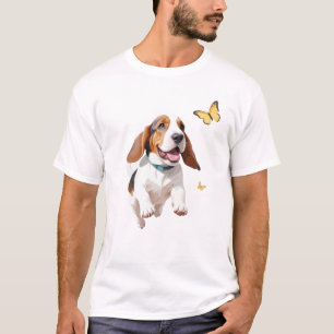 Basset Hound Vector Schilderen Schattig Fun Animal T-shirt