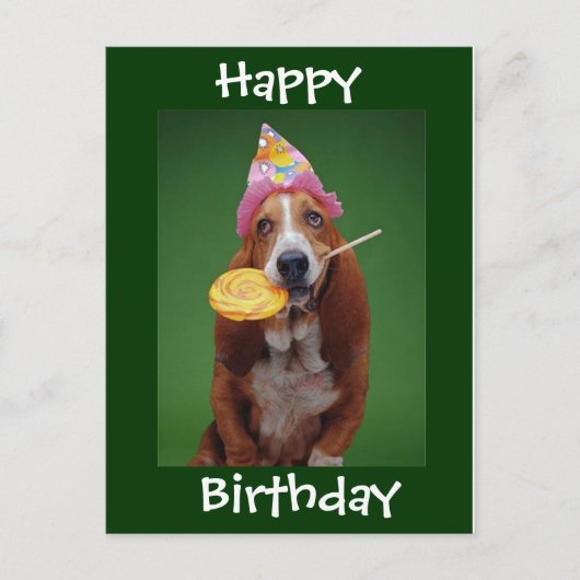 Basset Hound Verjaardag Lollipop Briefkaart (Voorkant)