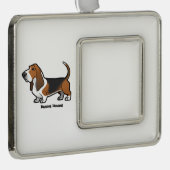 Basset Hound Verzilverd Omlijst Ornament (Rechts)