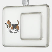 Basset Hound Verzilverd Omlijst Ornament (Links)