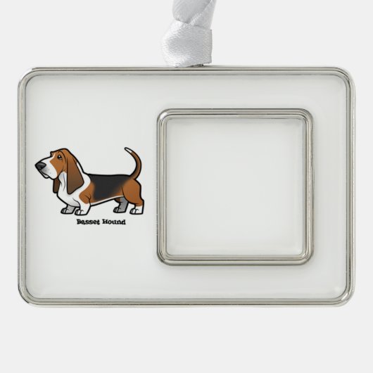 Basset Hound Verzilverd Omlijst Ornament (Voorkant)
