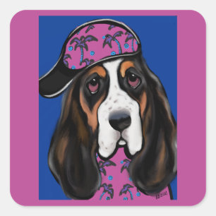 Basset Hound Vierkante Sticker