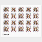 BASSET HOUND VIERKANTE STICKER (Vel)
