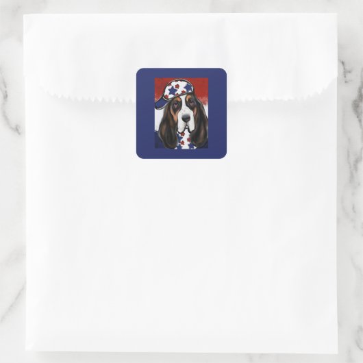 Basset Hound Vierkante Sticker (Tas)