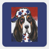 Basset Hound Vierkante Sticker (Voorkant)