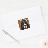 BASSET HOUND VIERKANTE STICKER (Envelop)