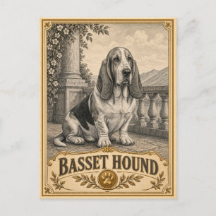 Basset Hound, Vintage Erfgoed Hond Briefkaart