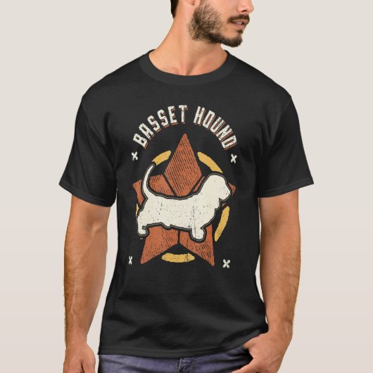Basset Hound Vintage Retro Classic Dog T-shirt (Voorkant)