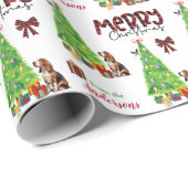 Basset Hound, Vogel en Kerstboom Cadeaupapier (Rol Hoek)