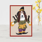 Basset Hound vogelverschrikker Kaart (Gele Bloem)