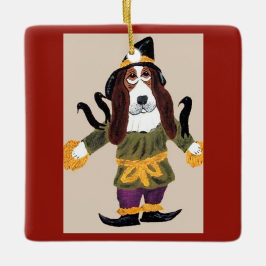 Basset Hound vogelverschrikker Keramisch Ornament (Voorkant)