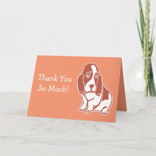 Basset Hound Warm Sinaasappel Bedankt Card (Voorkant)