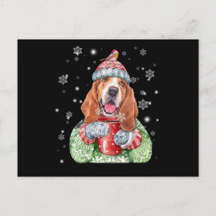Basset Hound Warm Winter Kerstmis Briefkaart