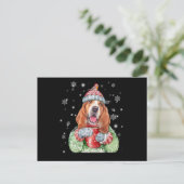 Basset Hound Warm Winter Kerstmis Briefkaart (Staand voorkant)