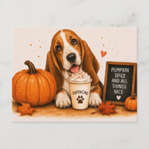 Basset Hound Warme Pompoen Specerijen Puppaccino Briefkaart