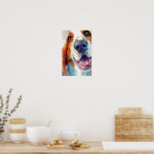 Basset hound watercolor portrait poster (Keuken)