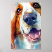 Basset hound watercolor portrait poster (Voorkant)