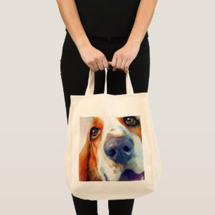 Basset hound watercolor portret tote bag