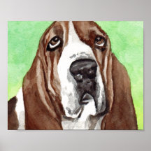 Basset Hound Waterverf Art Prints