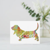 Basset Hound-Waterverf Briefkaart (Staand voorkant)