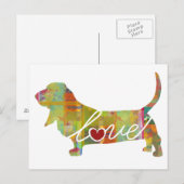 Basset Hound-Waterverf Briefkaart (Voorkant / Achterkant)