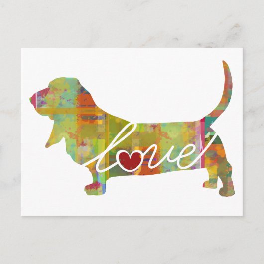 Basset Hound-Waterverf Briefkaart (Voorkant)