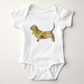 Basset Hound-Waterverf Romper (Voorkant)