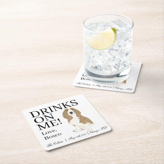 Basset Hound Wedding Kartonnen Onderzetters (Insitu)