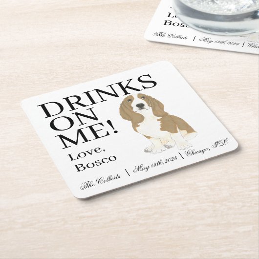 Basset Hound Wedding Kartonnen Onderzetters (Schuin)