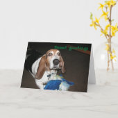 Basset hound-wenskaart kaart (Gele Bloem)