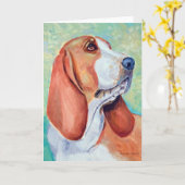 Basset Hound-Wenskaarten Kaart (Gele Bloem)
